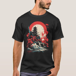 Camiseta Japón: Nihonga pintando la cascada de arte japonés