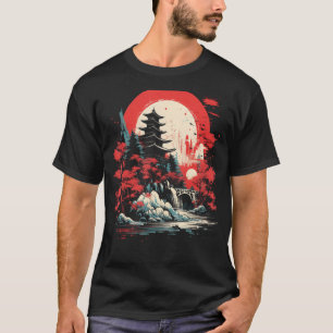 Camiseta Japón: Nihonga pintando la cascada de arte japonés