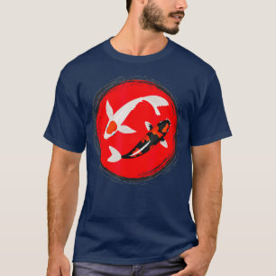 Camiseta Japón: Pescado Koi con diseño de bandera japonesa