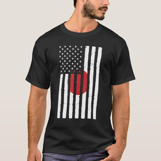 Camiseta Japón raíz patrimonio de bandera de Estados Unidos (Anverso)
