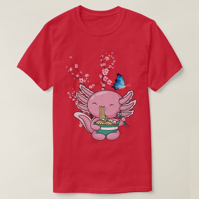 Camiseta Japón Sakura Cherry Blossom Axolotl Ramen japonés (Diseño del anverso)