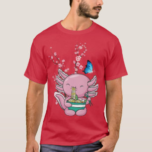 Camiseta Japón Sakura Cherry Blossom Axolotl Ramen japonés