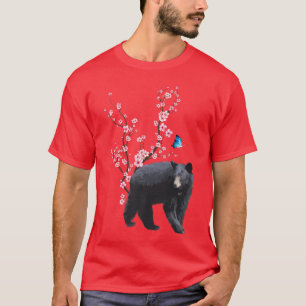 Camiseta Japón Sakura Cherry Blossom Black Bear japonés