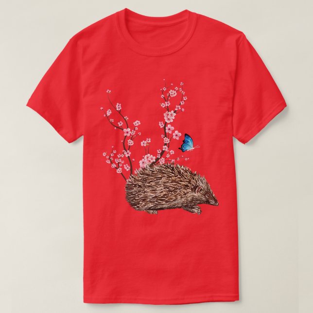 Camiseta Japón Sakura Cherry Blossom Hedgehog Japonés (Diseño del anverso)