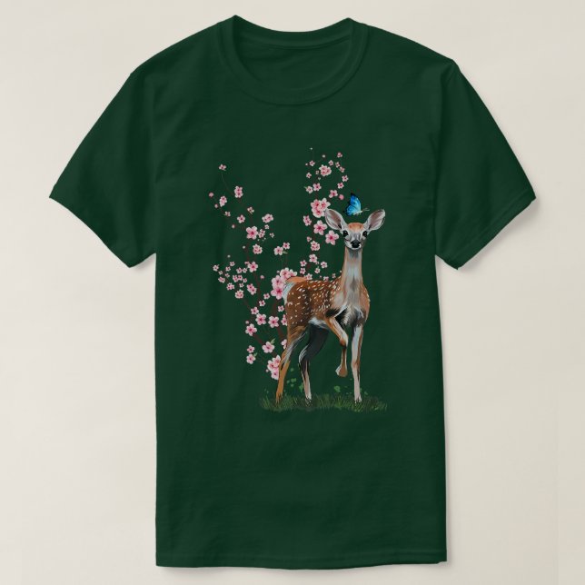 Camiseta Japón Sakura Cherry Blossom Sika Deer Japonés (Diseño del anverso)