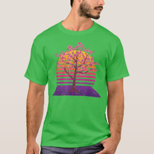 Camiseta Japón Sakura Retro 80 Art Vaporwave Sunset Cherry