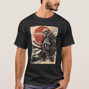 Camiseta Japón Samurai Warrior Skeleton Ukiyo Pintura S