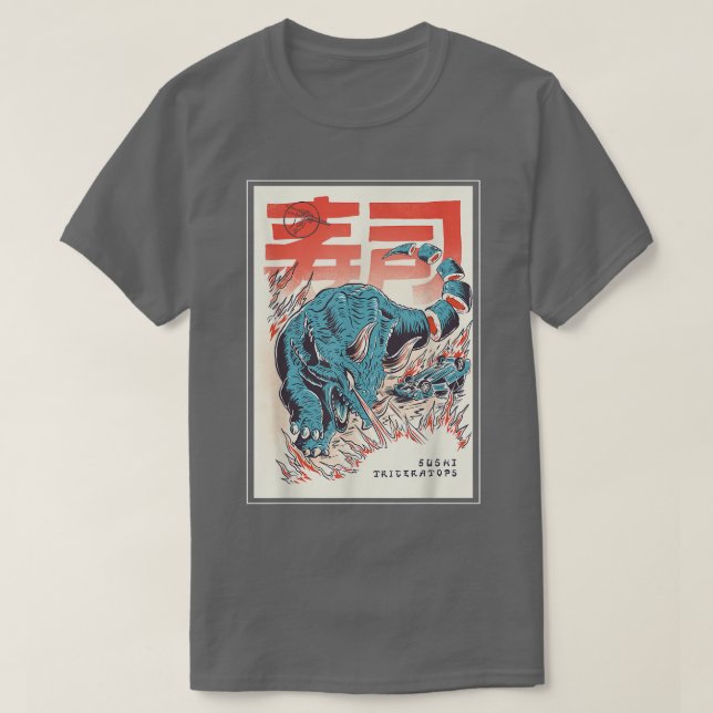 Camiseta Japón Sushi Dinosaur Triceratops (Diseño del anverso)