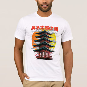 Camiseta japón, tierra del logo del templo del sol naciente