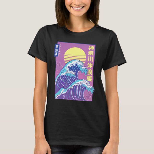 Camiseta Japón Vaporwave Japonés Gran Ola De Kanagawa (Anverso)