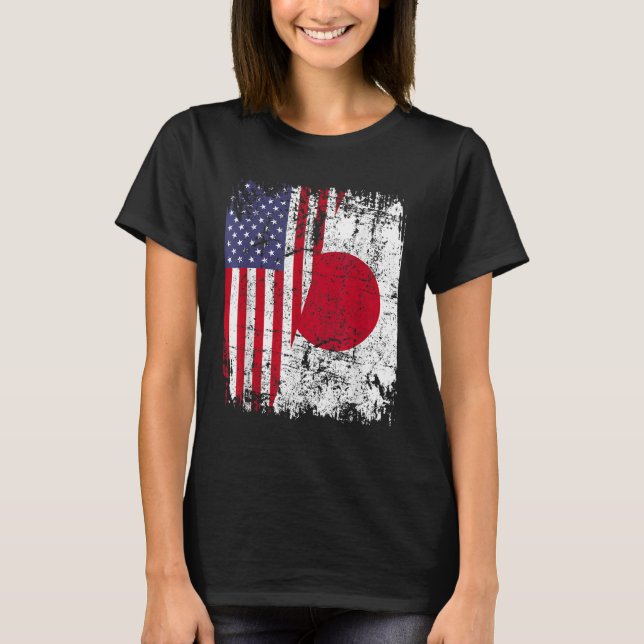Camiseta JAPONÉS ARRASTRA Bandera MEDIA ESTADOUNIDENSE JAPÓ (Anverso)