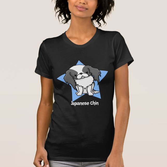 Camiseta Japonés Chin del negro de la estrella de Kawaii (Anverso)