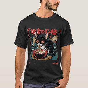 Camiseta Japonés de gato Ramen