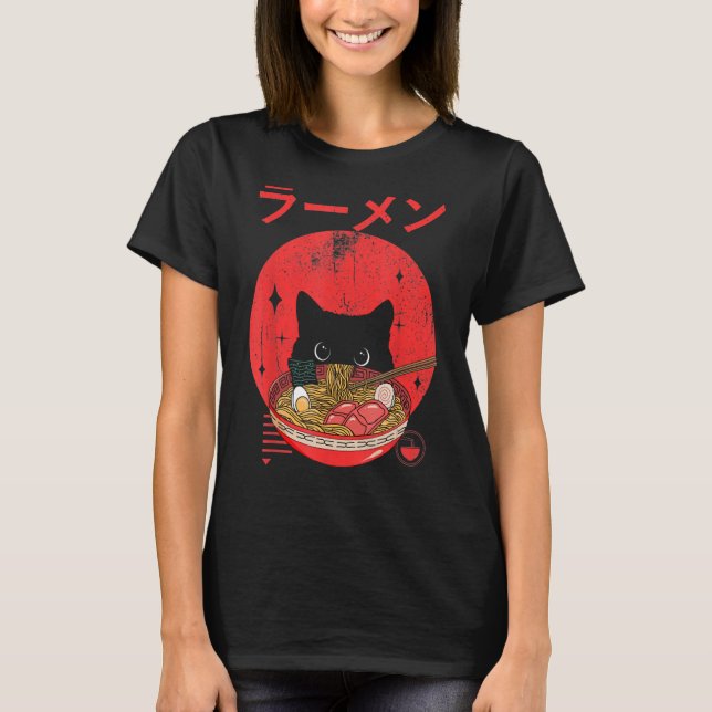 Camiseta Japonés de gato Ramen (Anverso)