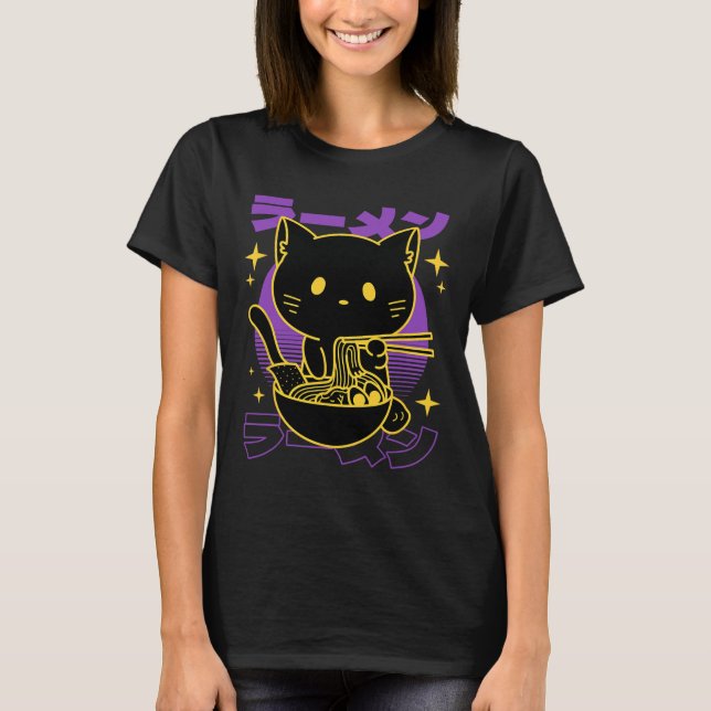 Camiseta Japonés de gato Ramen (Anverso)