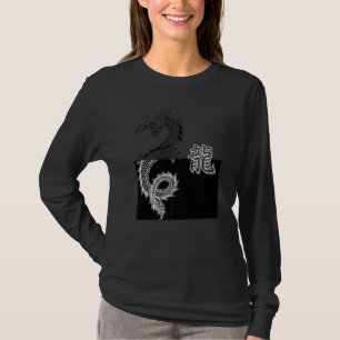 Camiseta Japonés Dragón de Tokio Estética Asiática Blanco y