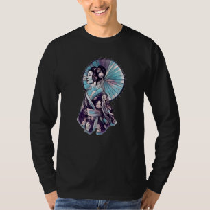 Camiseta JAPONÉS GEISHA PARASOL bonito Tattoo samurai