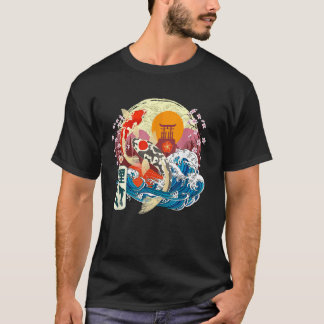 Camiseta Japonés Koi Fish Gran Onda Kanagawa Japón Arte Vin