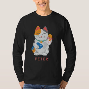 Camiseta Japonés Maneki Neko Gato Blanco, símbolo de buena 