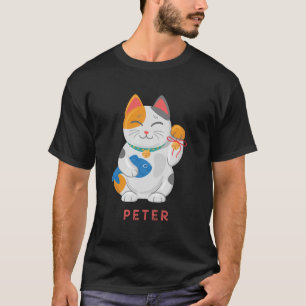 Camiseta Japonés Maneki Neko Gato Blanco, símbolo de buena 