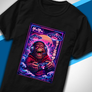 Camiseta Japonés Synthwave Ciencia Ficción OVNI Pie Grande 