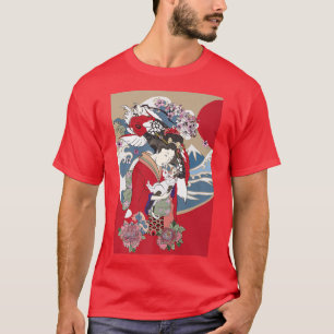 Camiseta Japonés vintage Kawaii Geisha Anime Chica en Kimon