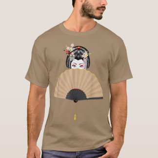 Camiseta Japonés vintage Kawaii Geisha Anime Chica en Kimon