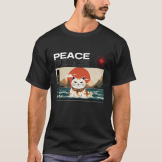Camiseta japonesa de gato retro vintage