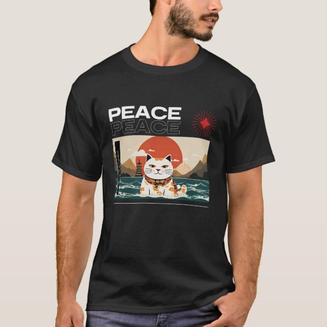 Camiseta japonesa de gato retro vintage (Anverso)
