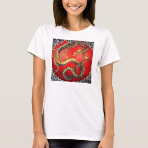 Camiseta japonesa del dragón del oro de Hokusai