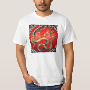 Camiseta japonesa del dragón del oro de Hokusai