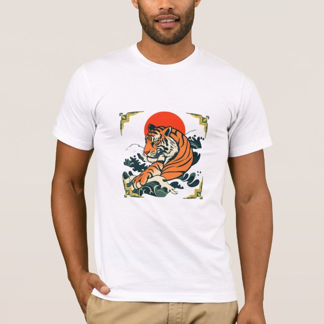 Camiseta japonesa del tigre | Arte de Ukiyo-e Samu (Anverso)