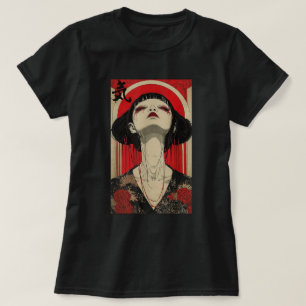 Camiseta Japonesa geisha Arte Kanji Tokio Hanami