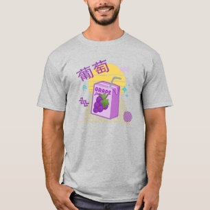 Camiseta japonesa Kawaii de la caja de jugo de uva