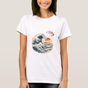 Camiseta Japonesa Ola Monte Fuji Sakura