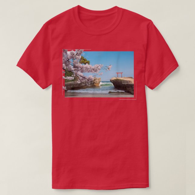 Camiseta japonesa Sakura Cherry Blossom Tree Beach (Diseño del anverso)