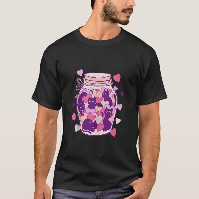 Camiseta Jar of Cats Hearts Funny Día de San Valentín Hombr (Anverso)