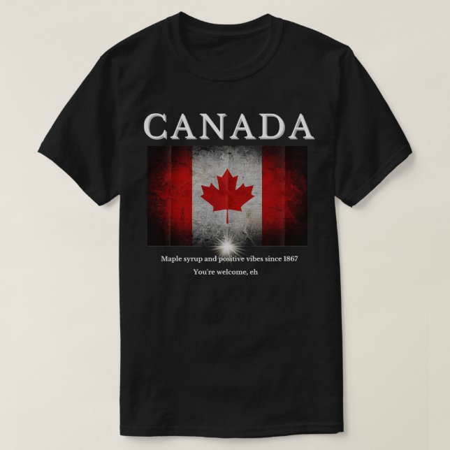 Camiseta Jarabe De Arce De Canadá Y Vibes Positivas Desde 1 (Diseño del anverso)