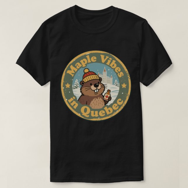 Camiseta Jarabes de Arce de Quebec Retro (Diseño del anverso)