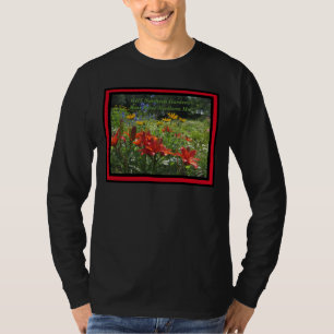 Camiseta Jardín asiático anaranjado quemado de los lirios