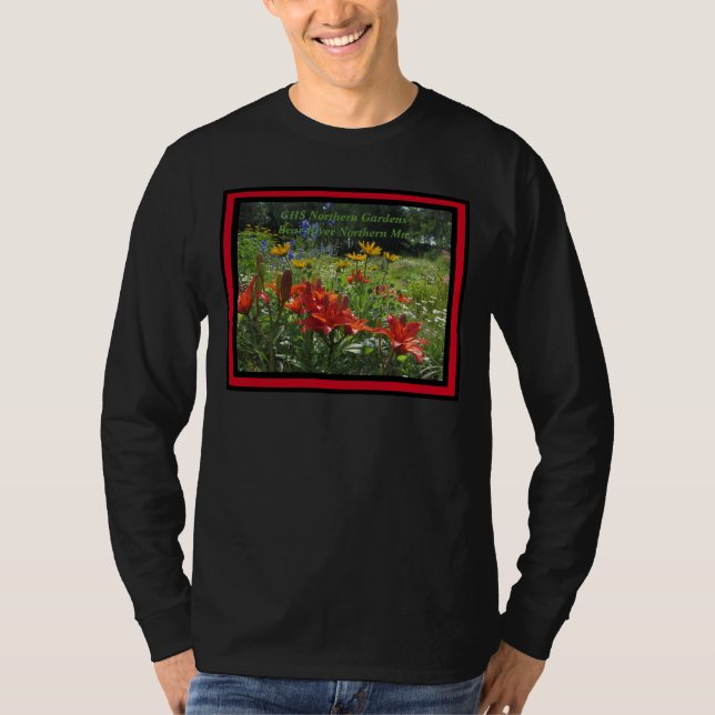 Camiseta Jardín asiático anaranjado quemado de los lirios (Anverso)