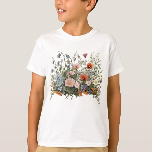 Camiseta Jardín botánico de flores de pradera silvestre (Anverso)