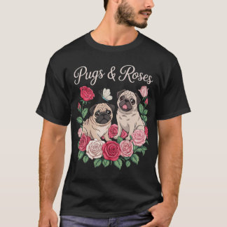 Camiseta Jardín Botánico Pug Negro - Dueño de Perro Floral 
