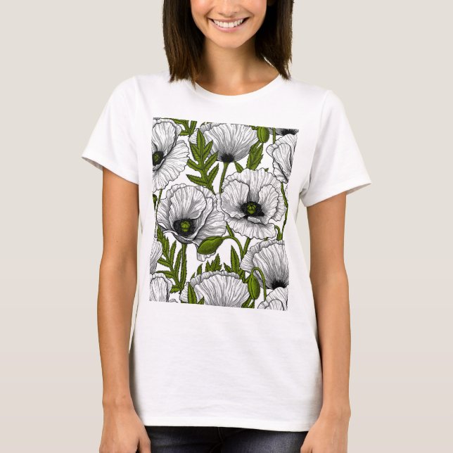 Camiseta Jardín de amapola blanca (Anverso)