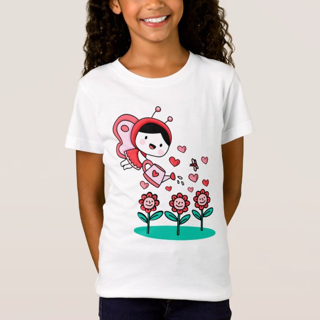 Camiseta Jardín de amor de flor de abeja Chica (Anverso)