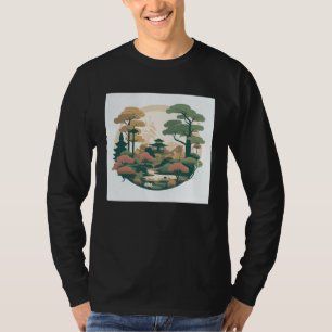 Camiseta Jardín de árboles bonsái de otoño Estanque Santuar