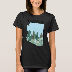 Camiseta Jardín de Cactus del Mapa del Estado de Arizona