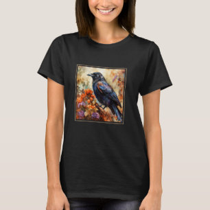 Camiseta Jardín de Cuervos Flores Pintura Mascota Mamá Papá