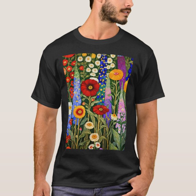Camiseta Jardín de flores de Gustav Klimt (Anverso)