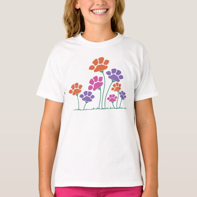 Camiseta Jardín de flores de la huella de la mano (Anverso)